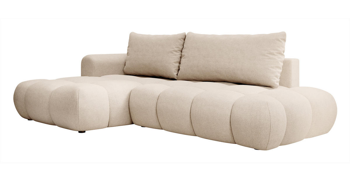ECKSOFA Ombo Beige Chenille 280 cm - Beige/Schwarz, Kunststoff/Textil (284/167cm) - Selsey