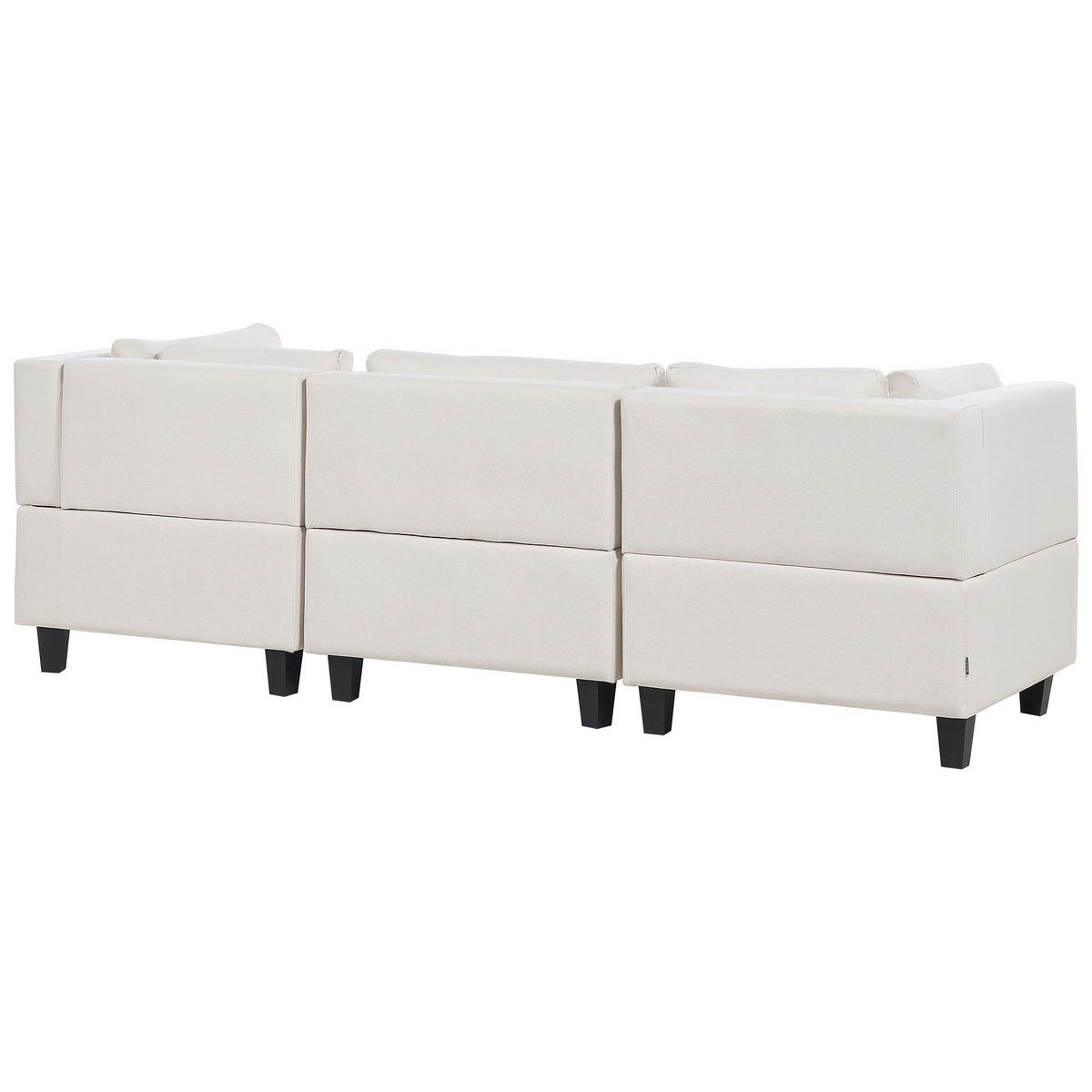 3-SITZER-SOFA Leinenoptik hellbeige Unstad - Beige/Schwarz, Textil (228/72/76cm) - Beliani
