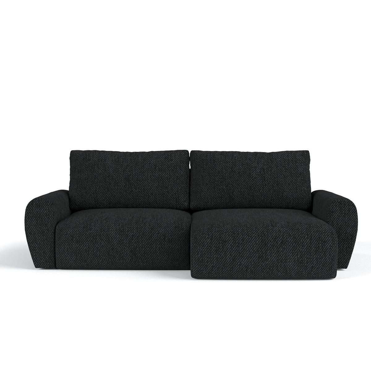 ECKSOFA OMARI mit Schlaffunktion Schwarz im Neve Stoff - Schwarz, Holz/Holzwerkstoff (253/153cm) - AltaBeds