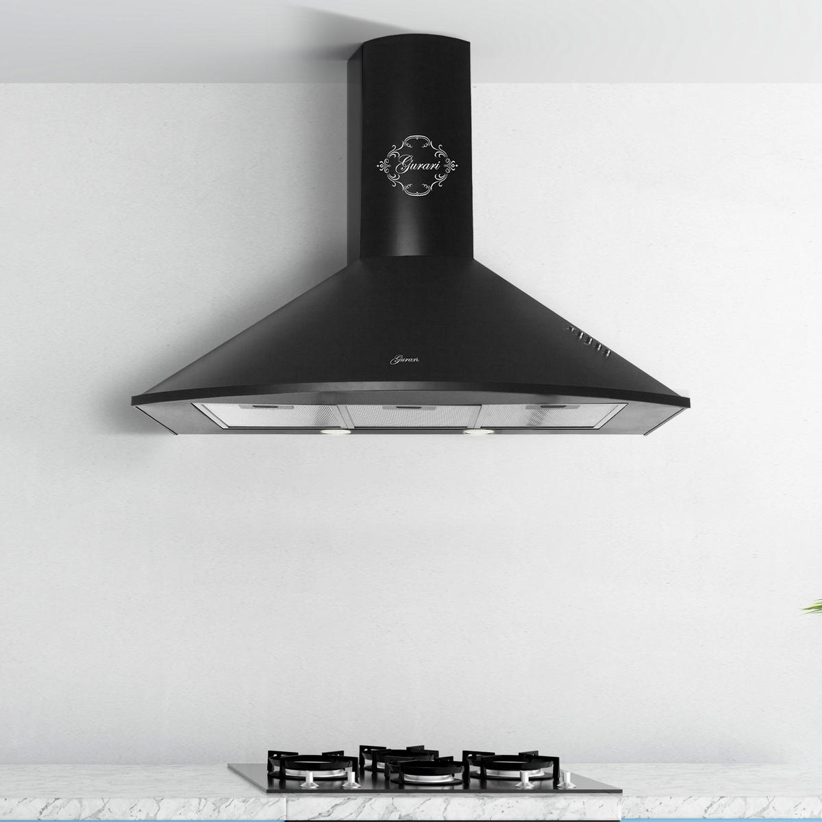 DUNSTABZUGSHAUBE GCH C 046 BL 9 N 90 cm Schwarz - Schwarz, Metall (90/117/50cm) - Gurari