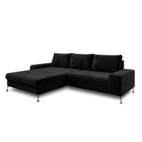 ECKSOFA L Form Artemia Schwarz Samt 275/210/81 cm – modernes Sofa fürs Wohnzimmer L - Silberfarben/Schwarz, Textil/Metall (210/275cm) - AX Living