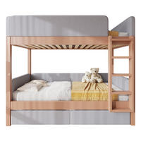 ETAGENBETT 90/200 cm in Grau/Natur mit 2 Schubladen und gerader Treppe - Grau, Holz - BEAOK