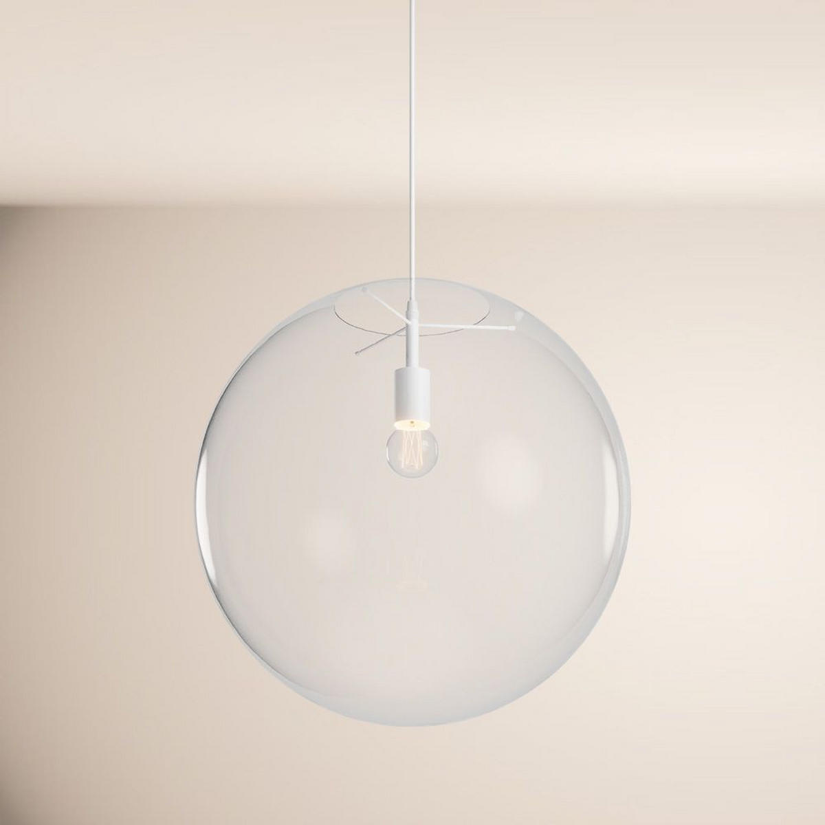 GALERIELEUCHTE Orb 5m Abhängung Klar/Weiß Ø 50cm - Klar, Glas (50/50/50cm) - s.luce