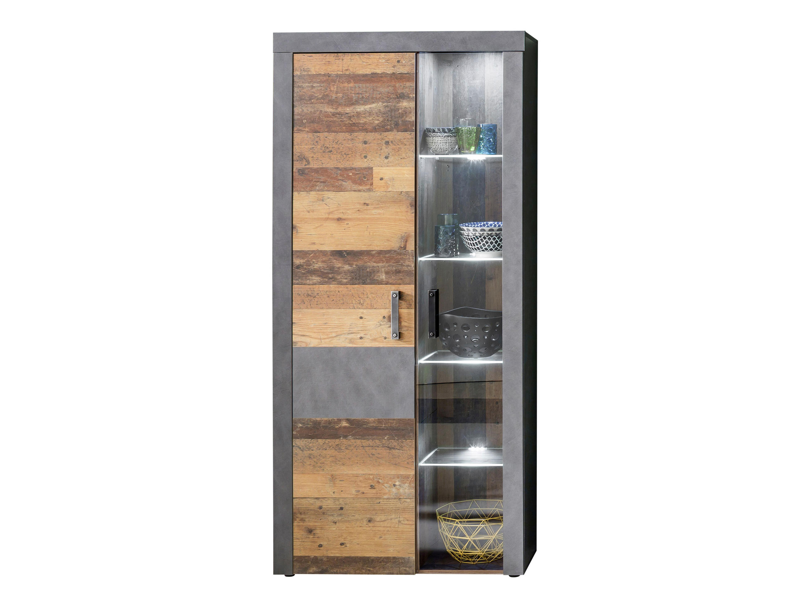 VITRINE Grau - Grau, Holzwerkstoff (87/189/34cm) - ebuy24