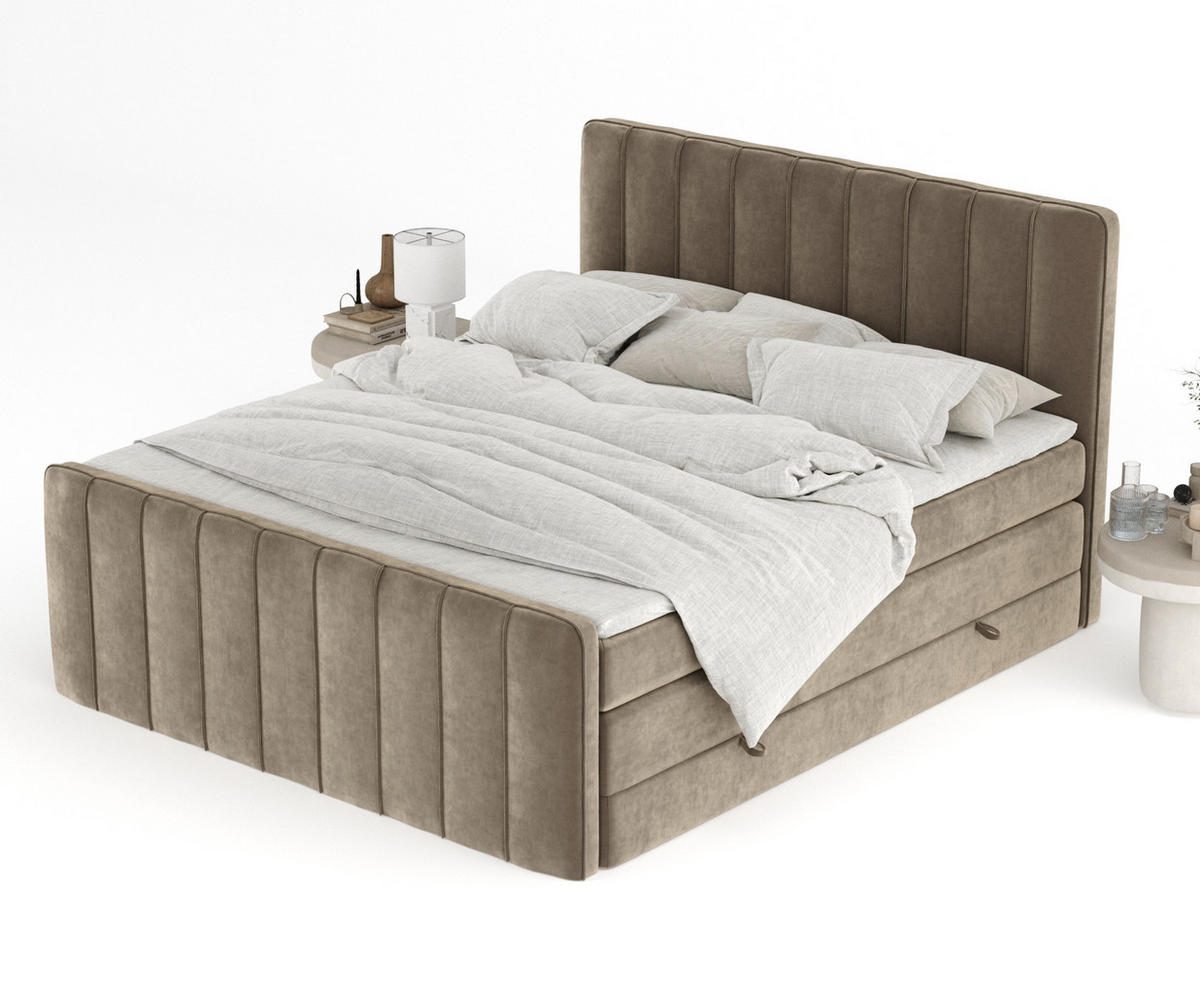 BOXSPRINGBETT Novara Braun 140/200 cm - Schwarz/Braun, Holz/Holzwerkstoff (140/200cm) - Maison de Reve