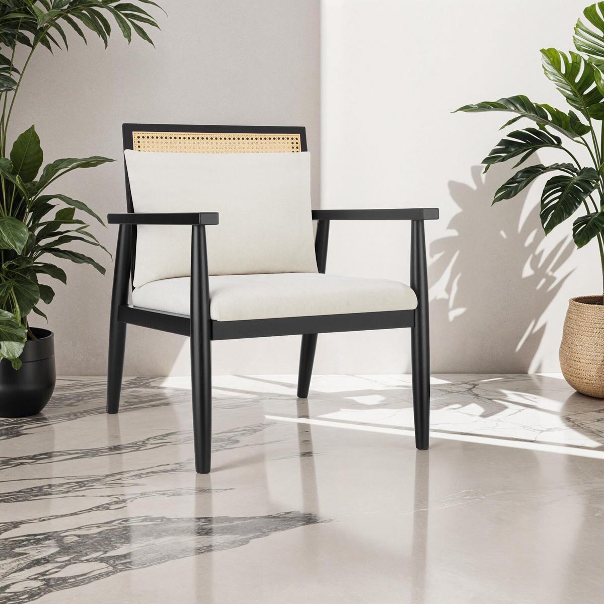 LOUNGESESSEL Manuela,67 x 70 x 82 cm,weiß - Weiß, Holz (67/82/70cm) - tectake