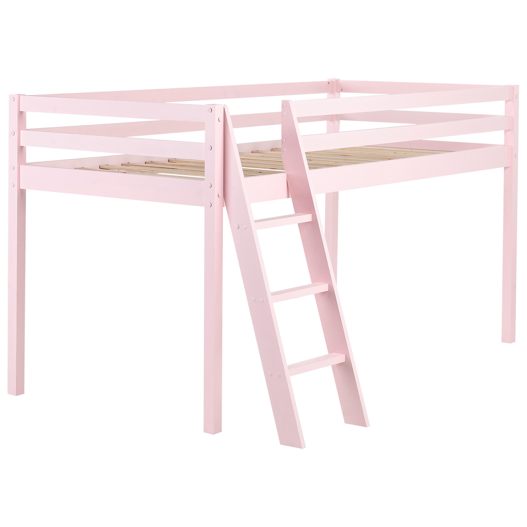 HALBHOCHBETT 90x200 cm Rosa Ascoux - Pink, Holz (90/200cm) - Beliani