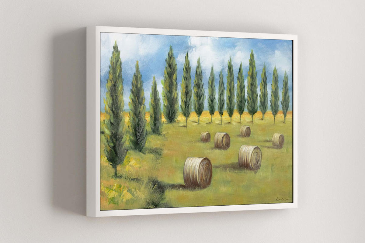 RUČNE MAĽOVANÝ AKRYLOVÝ OBRAZ 90/60 cm, zelený/béžový, krajinný motív - zelená/béžová, drevo/textil (90/60cm) - KUNSTLOFT