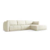 ECKSOFA Rechts Chenille Stoff Beige - Beige/Schwarz, Kunststoff/Textil (290/170cm) - Makamii