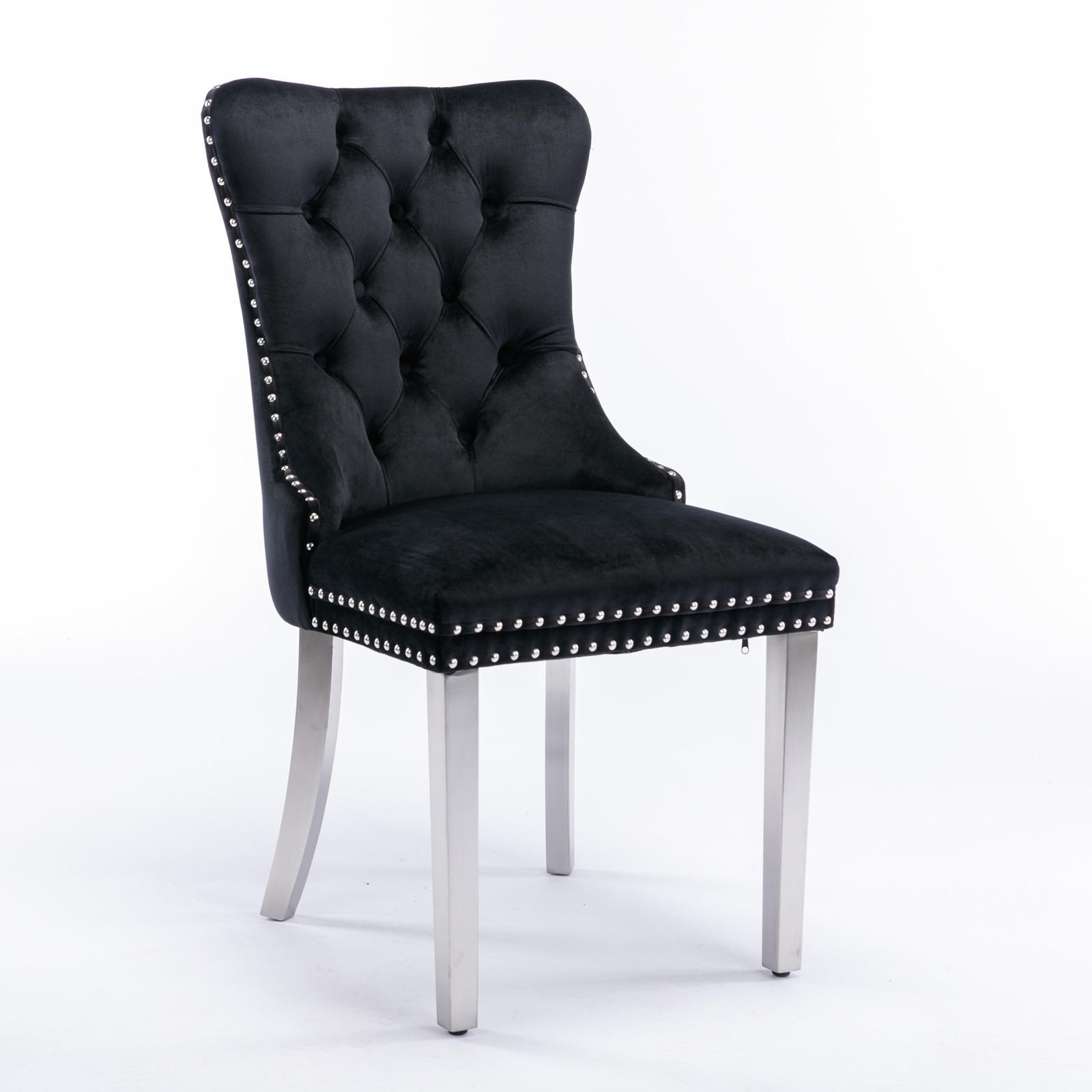 STUHL-SET DE-36289 2 Stück mit verchromten Beinen Schwarz - Schwarz, Holz (50/95/65cm) - ComfortXL