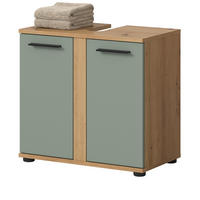 WASCHBECKENUNTERSCHRANK Salbei, Artisan Eiche, Badezimmer Unterschrank 60 cm - Salbeigrün/Schwarz, Holzwerkstoff/Kunststoff (60/57/34cm) - Inn.Furn