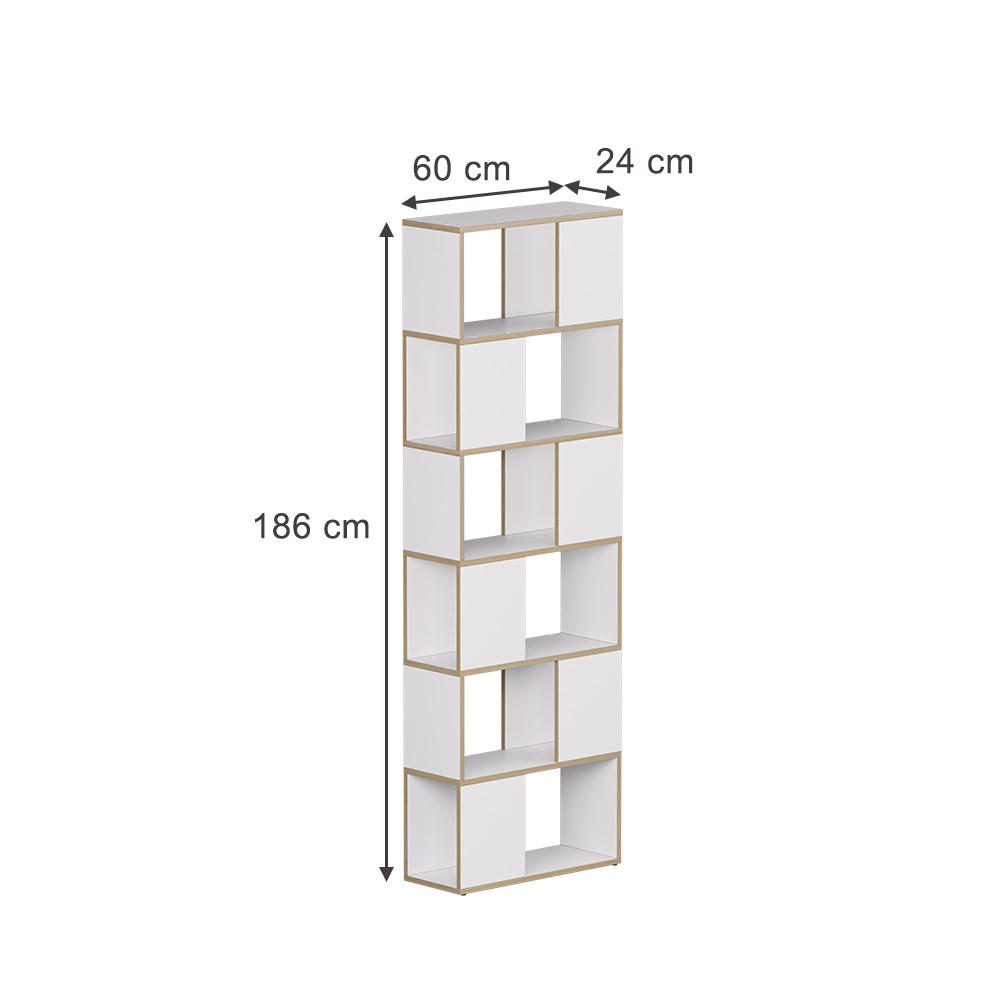 RAUMTEILER Eneos Weiß/Eiche 60 x 186 cm - Eichefarben/Weiß, Holzwerkstoff (60/186/24cm) - Vicco