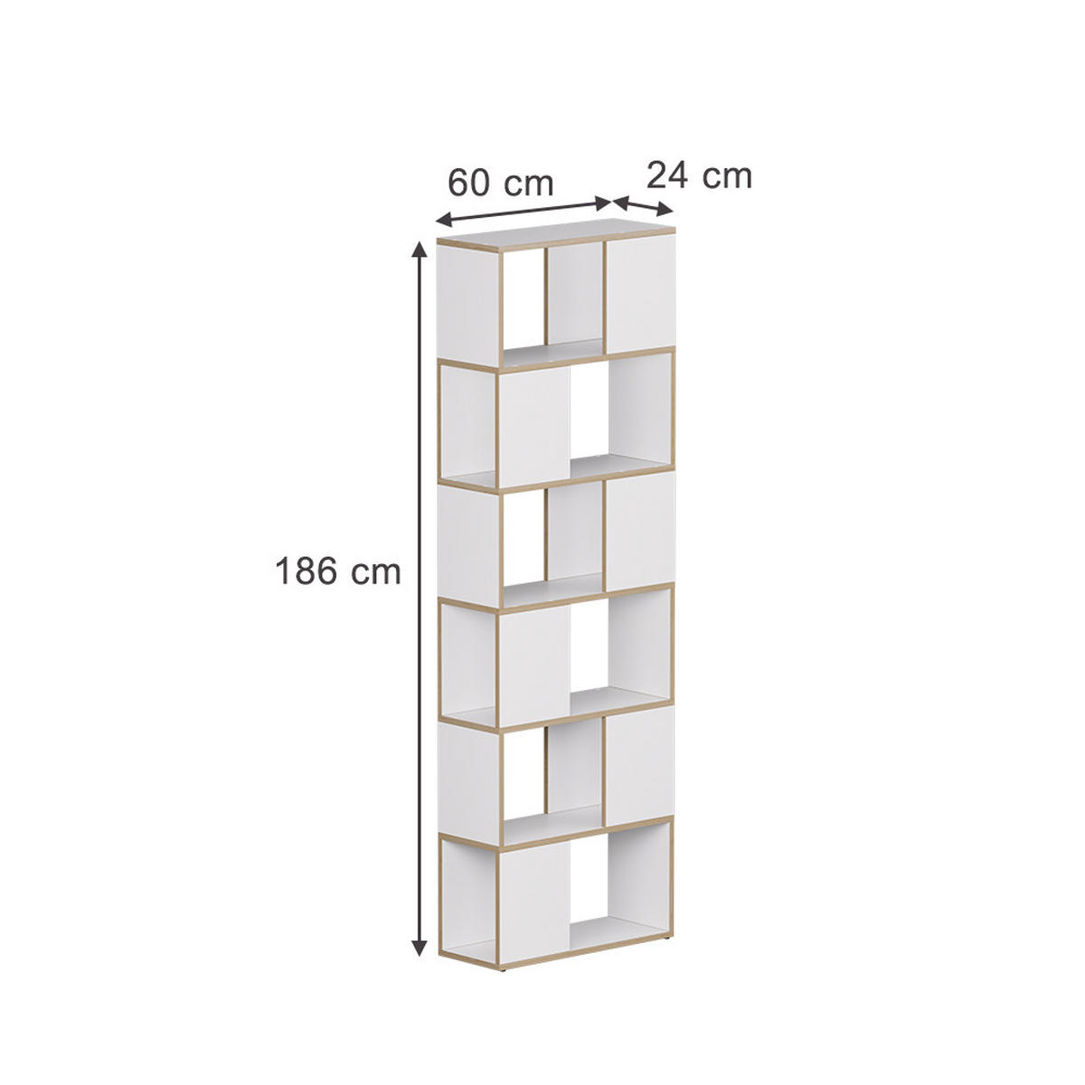RAUMTEILER Eneos Weiß/Eiche 60 x 186 cm - Eichefarben/Weiß, Holzwerkstoff (60/186/24cm) - Vicco