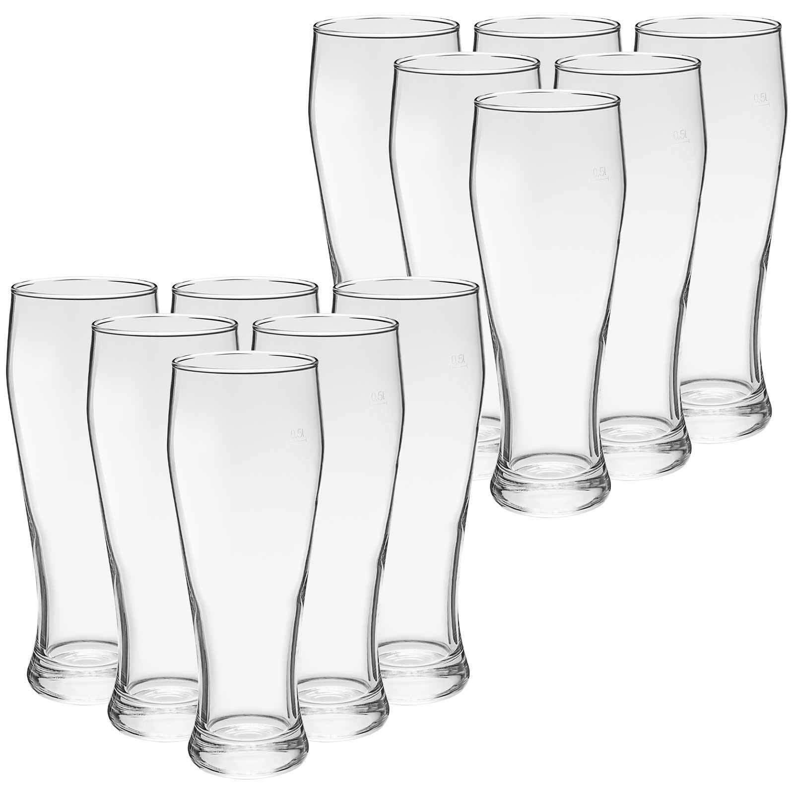WEIZENBIERGLÄSER (GEEICHT) Bavaria transparent 0,5 l 12er Set - Transparent, Glas (0.5L) - Van Well