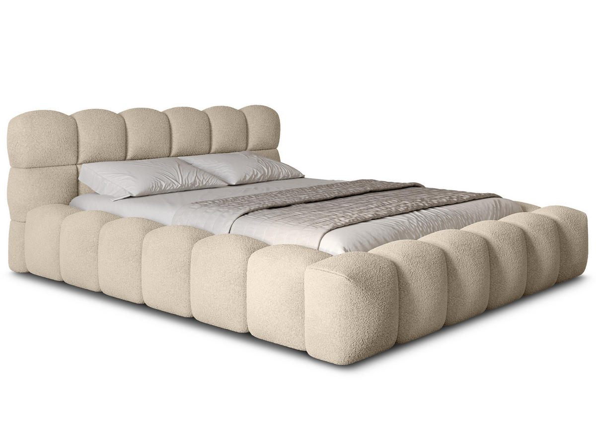 POLSTERBETT Mira 2 Beige 180/200 cm Boucle mit Bettkasten - Beige, Textil/Metall (180/200cm) - wonello