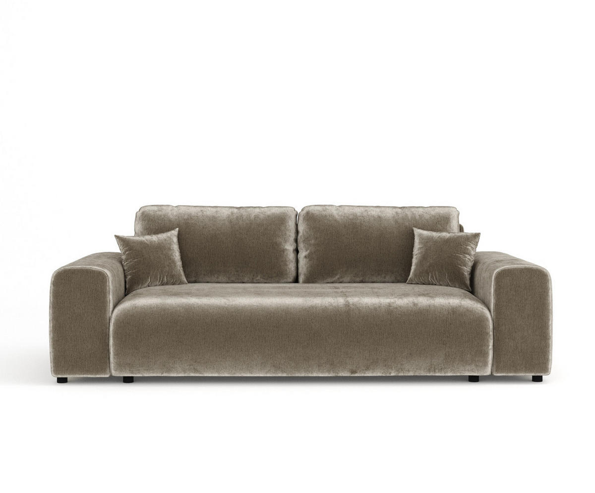 3-SITZER-SOFA Zanzibar Beige Chenille - Beige/Schwarz, Holz/Holzwerkstoff (213/79/108cm) - Maison de Reve