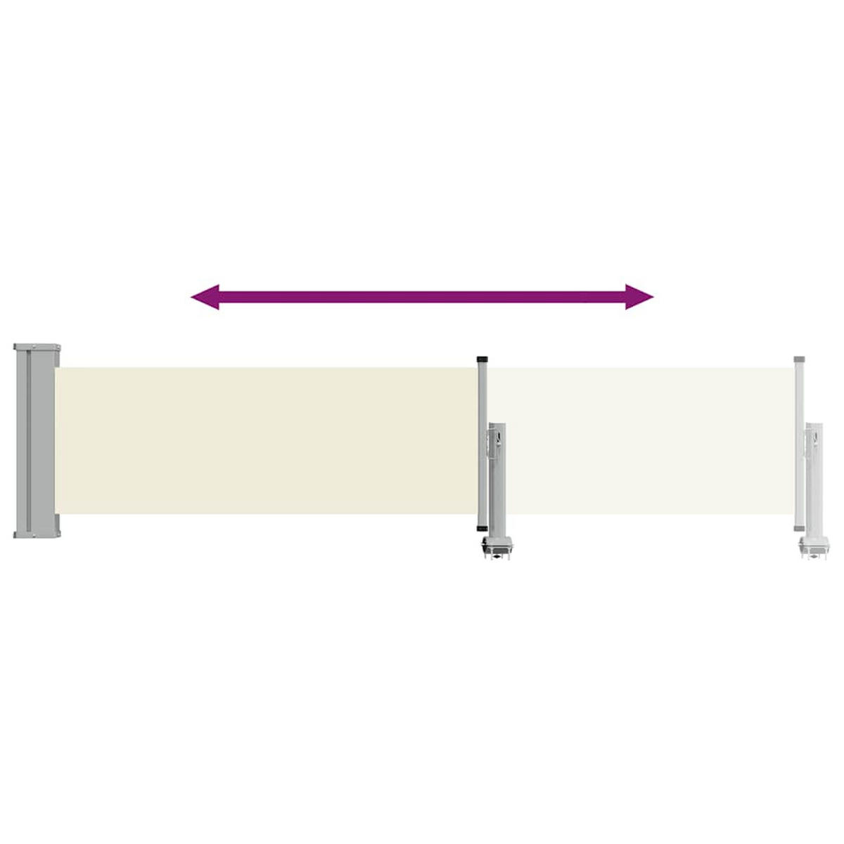 SEITENMARKISE Ausziehbare 60/300 Cm Creme - Creme, Textil (60/300cm) - vidaXL