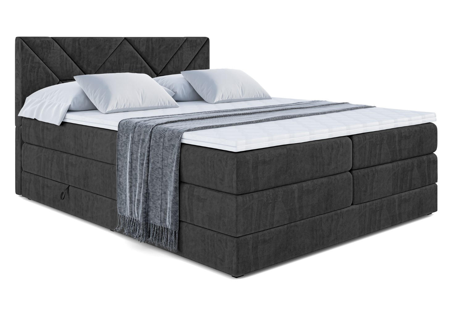 BOXSPRINGBETT BARWA KING - 120x200 - H3/H4 - Schwarz - Schwarz, Holzwerkstoff (120/200cm) - ALTDECOR