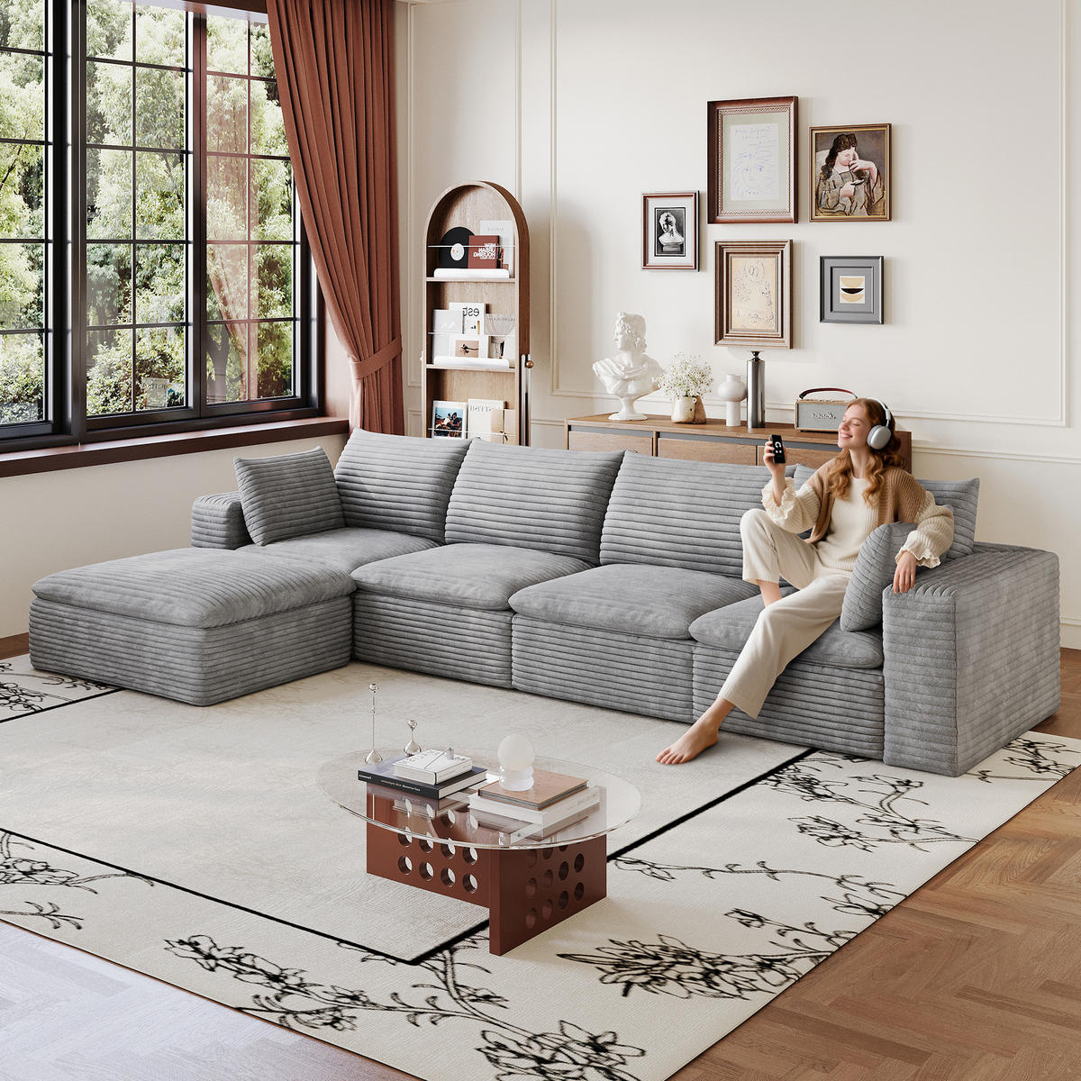 SOFA modular Grey - Grau, Kunststoff (160/340cm) - Meubliv