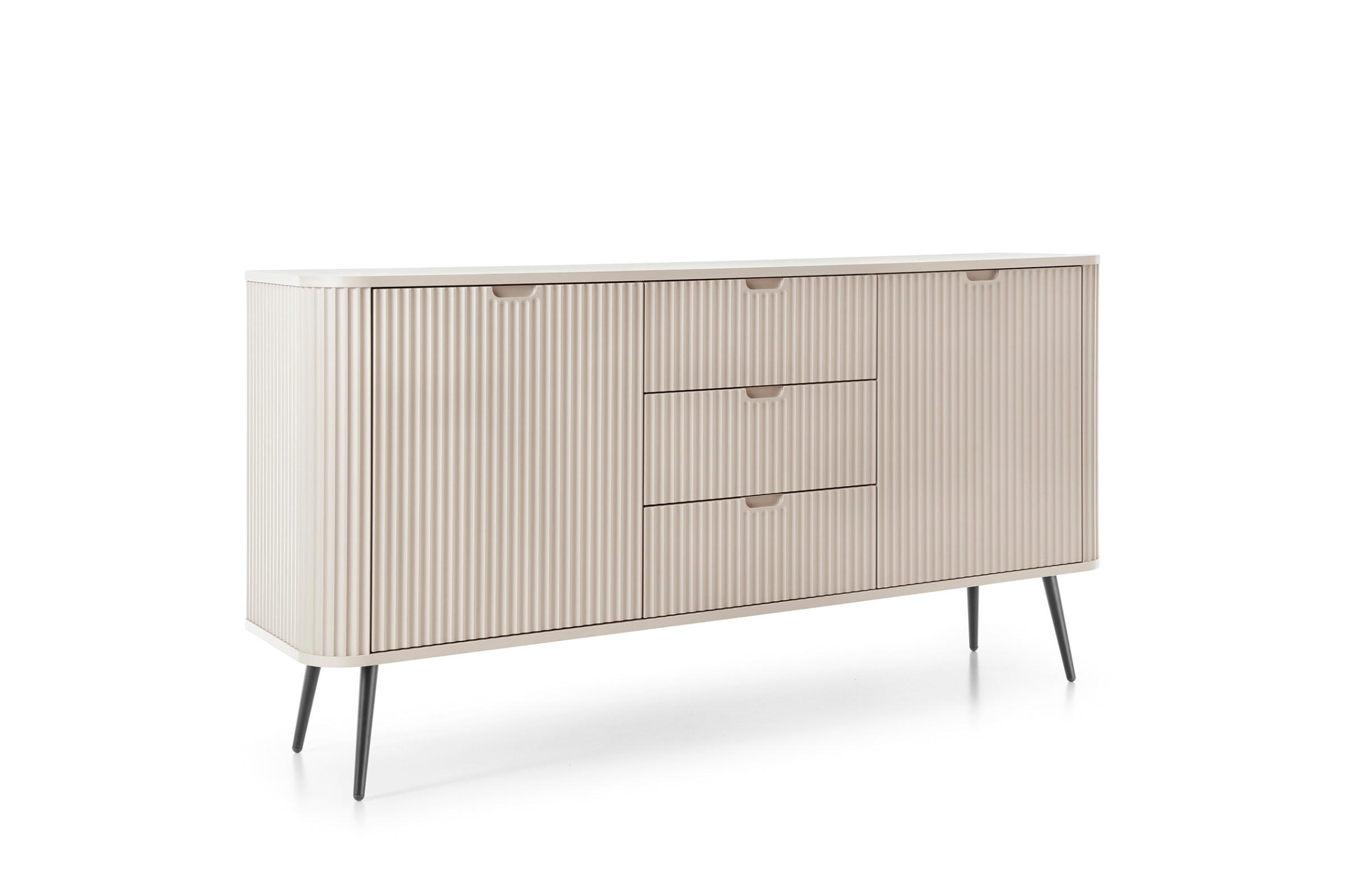 Deine Möbel 24 Kommode Creme, Schwarz 168x87x39 cm