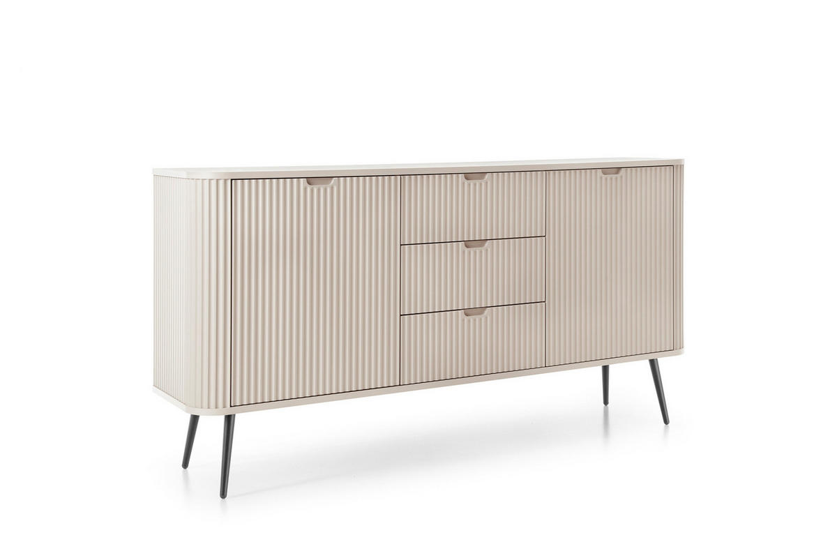 KOMMODE MODERNO 168/87/39 in Caschmir/Schwarz - Creme/Schwarz, Holzwerkstoff (168/87/39cm) - Deine Möbel 24