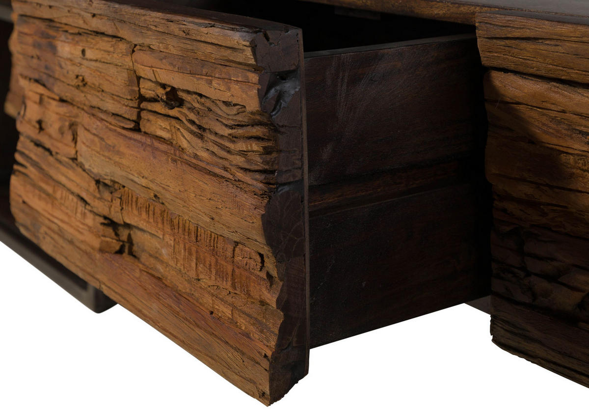 LOWBOARD Akazie / Altholz 225x40x70 braun lackiert SEVILLA #15 - Braun, Holz (225/70/40cm) - Massivmoebel24