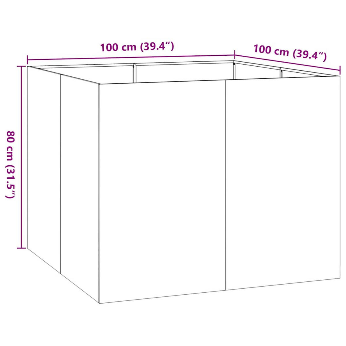 PFLANZKÜBEL Rostig 100/100/80 Cm Wetterfester Stahl - Braun, Metall (100/80/100cm) - vidaXL