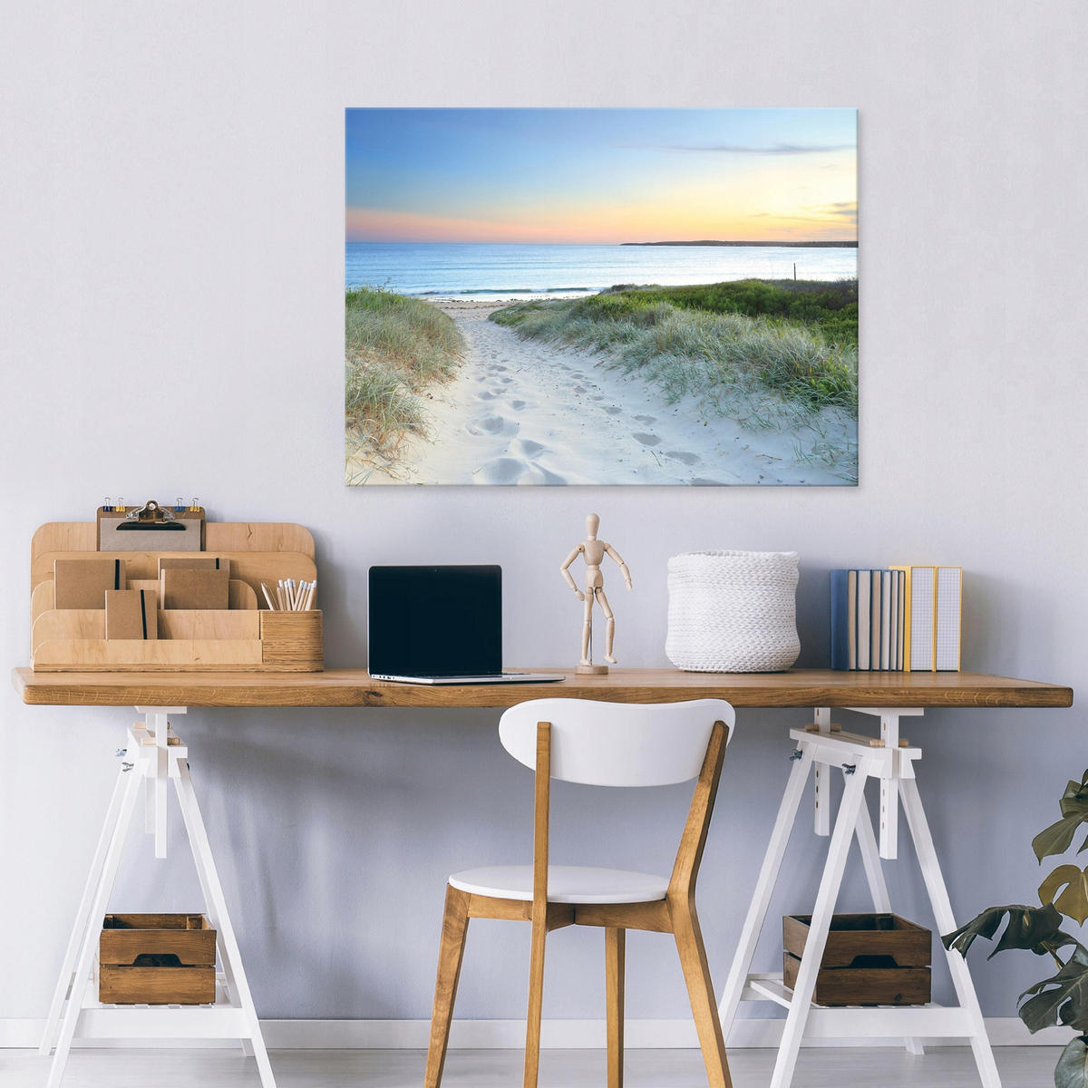 LEINWANDBILD Strand Meer Blau 120x80 cm - Multicolor, Holzwerkstoff (120/80cm) - Wallarena