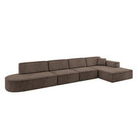 ECKSOFA Ottomane Rechts IREA-L3-v4 - 412x165x77 cm Braun - Braun, Holzwerkstoff/Textil (412/165cm) - ALTDECOR