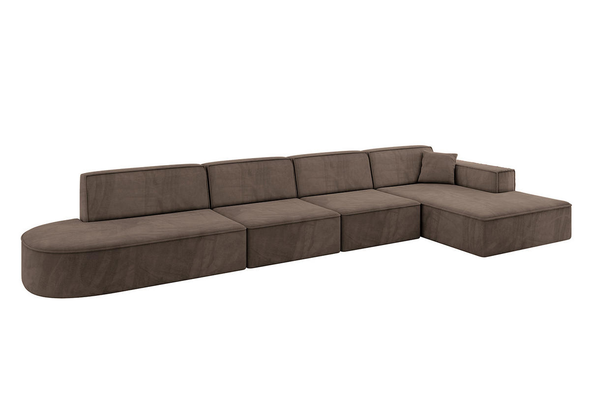 ECKSOFA Ottomane Rechts IREA-L3-v4 - 412x165x77 cm Braun - Braun, Holzwerkstoff/Textil (412/165cm) - ALTDECOR