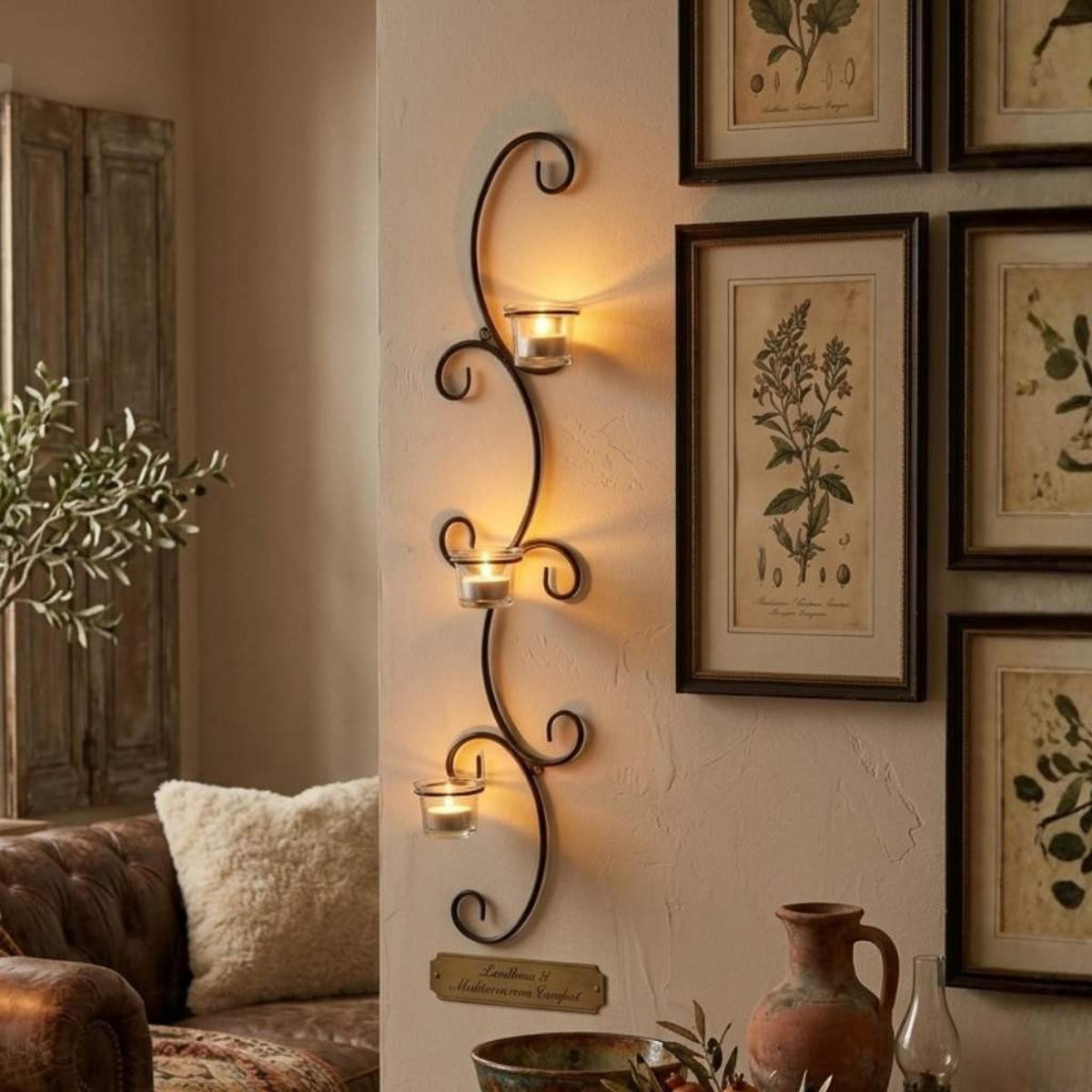 WANDTEELICHTHALTER 3-flammig Metall Schwarz 15/7/68 cm - Schwarz, Metall (68cm) - DanDiBo