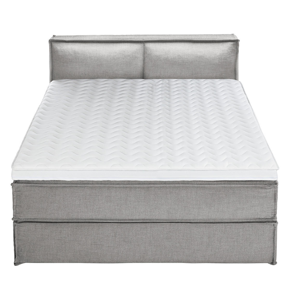 BOXSPRINGBETT mit Kopfteil - Premium - Grau, Textil (160/200cm) - home24