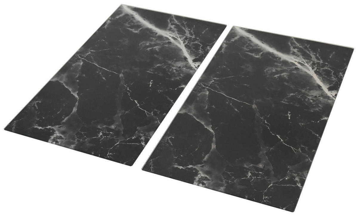 HERDABDECKPLATTE Marble Schwarz, 2-teilig - Schwarz, Glas (30/1/52cm) - Mömax