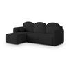 ECKSOFA SUVINO Schwarz Geflochtener Stoff mit Schlaffunktion - Schwarz, Holz (230/143cm) - MASSENO
