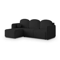 ECKSOFA SUVINO Schwarz Geflochtener Stoff mit Schlaffunktion - Schwarz, Holz (230/143cm) - MASSENO