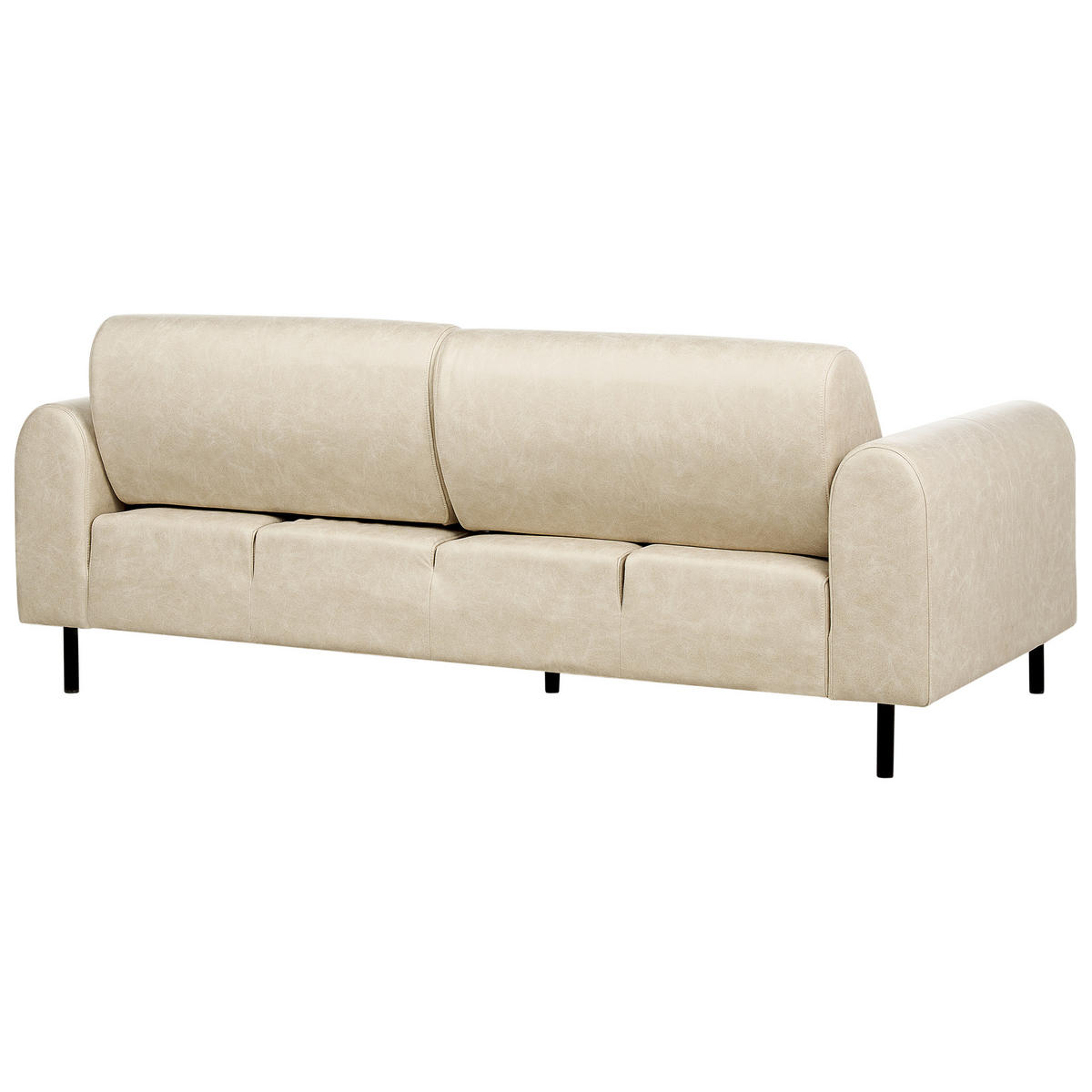 3-SITZER-SOFA Lederoptik beige Askim - Beige/Schwarz, Textil (207/87/89cm) - Beliani