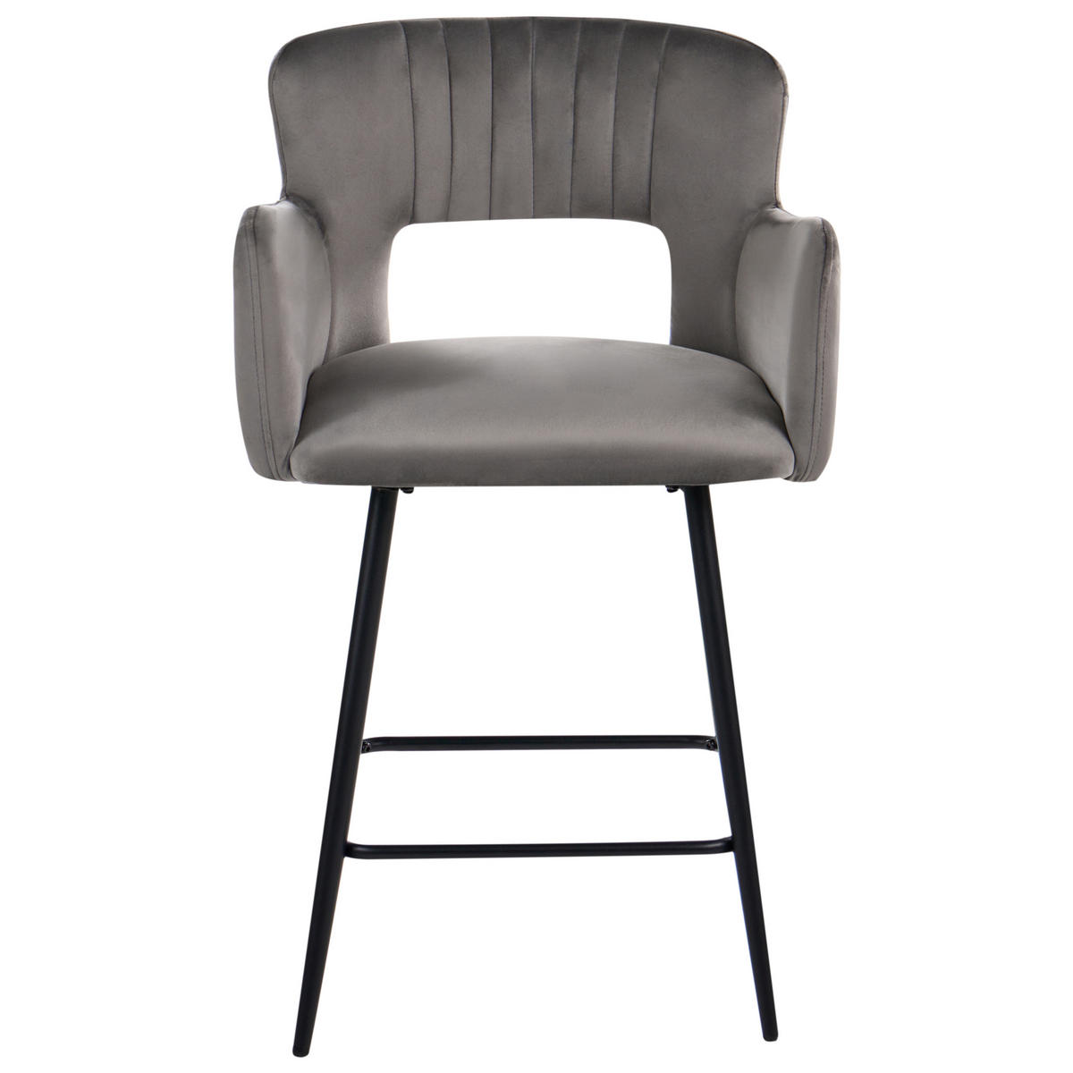 BARSTUHL 2er-Set Samtstoff Hellgrau Sanilac - Hellgrau, Textil (53/94/51cm) - Beliani
