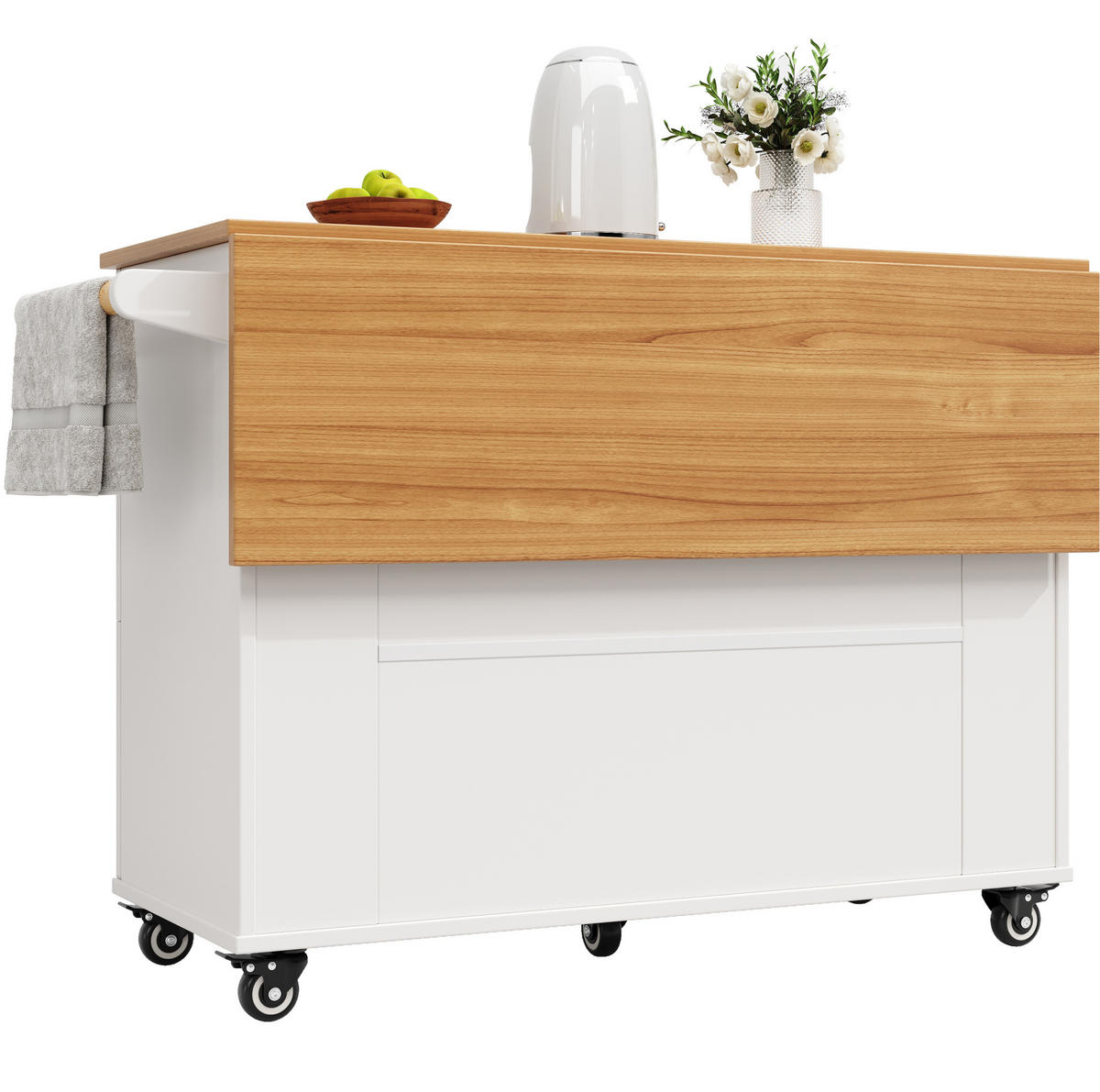 KÜCHENINSEL 133/37,3/88 cm aus MDF mit klappbarer Arbeitsplatte Weiß - Weiß, Holzwerkstoff (133/88/37cm) - Modenvie