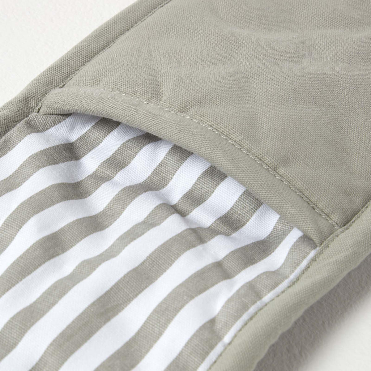 DOPPEL-OFENHANDSCHUH grau-weiß 18/84 cm, Baumwolle wattiert - Grau, Textil (18/84cm) - Homescapes