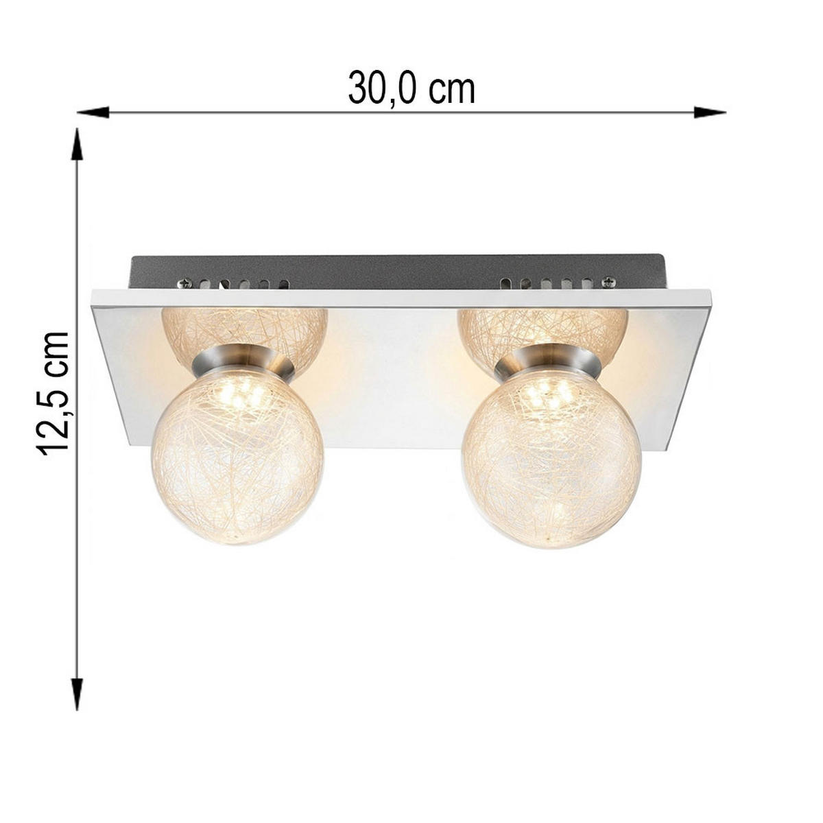 LED DECKENLEUCHTE Chrom Silber Glaskugel - Silberfarben, Glas (30/15/12.5cm) - Globo Lighting