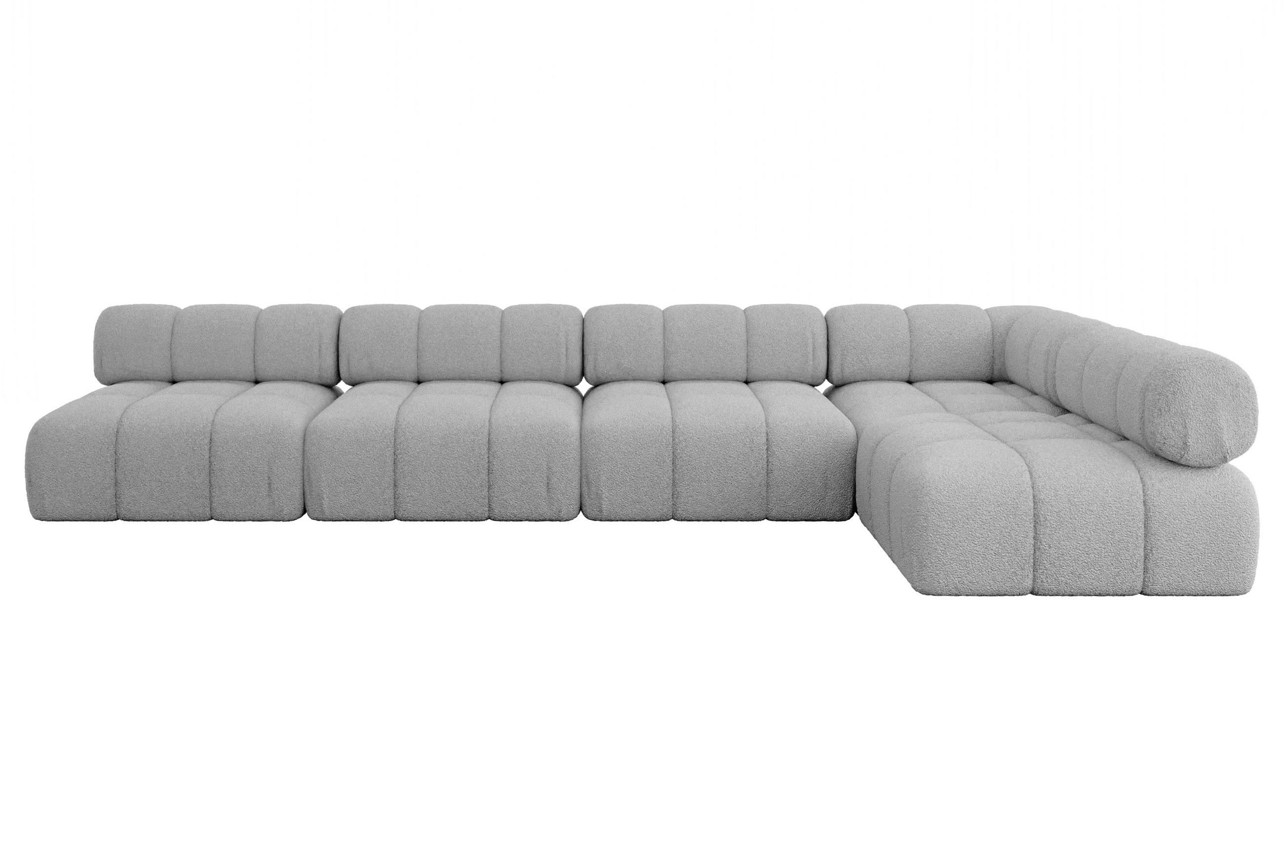 ECKSOFA modulares Sofa Samaro-L3 - 380x190x70 cm Hellgrau Bouclé - Hellgrau, Holzwerkstoff/Textil (380/190cm) - ALTDECOR