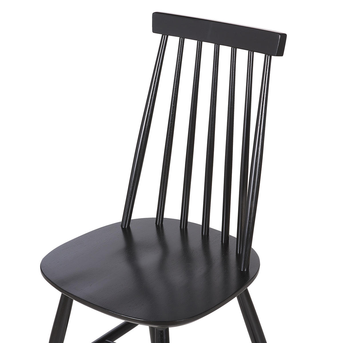 ESSZIMMERSTUHL 2er-Set Gummibaumholz Schwarz Burbank - Schwarz, Holz (45/95/44cm) - Beliani