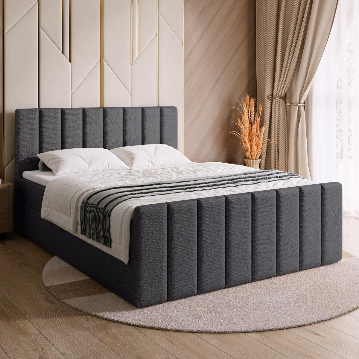 BOXSPRINGBETT Denver DUO mit Topper 140x200 Grau - Grau, Textil (140/200cm) - Bromarkt