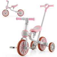 DREIRAD 4 in 1 Kinder dreirad+ Laufrad Pink - Pink, Kunststoff (37/72/101cm) - COSTWAY