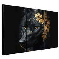 LEINWANDBILD Wolf 3-tlg. 90x60 cm - Schwarz, Holz (90/60cm) - LUMASOUL