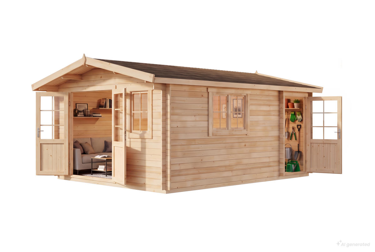 GARTENHAUS Holz Jennifer - Naturfarben, Holz (400/245/550cm) - Alpholz