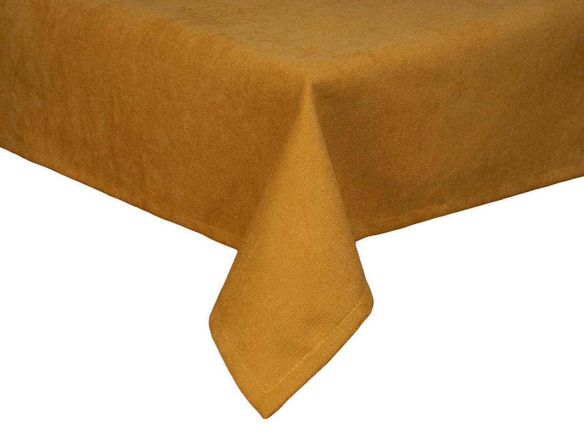 TISCHDECKE FarbTon Chenille-Haptik curry-gelb 100/100 cm - Currygelb, Textil (100/100cm) - beties Heimtextil