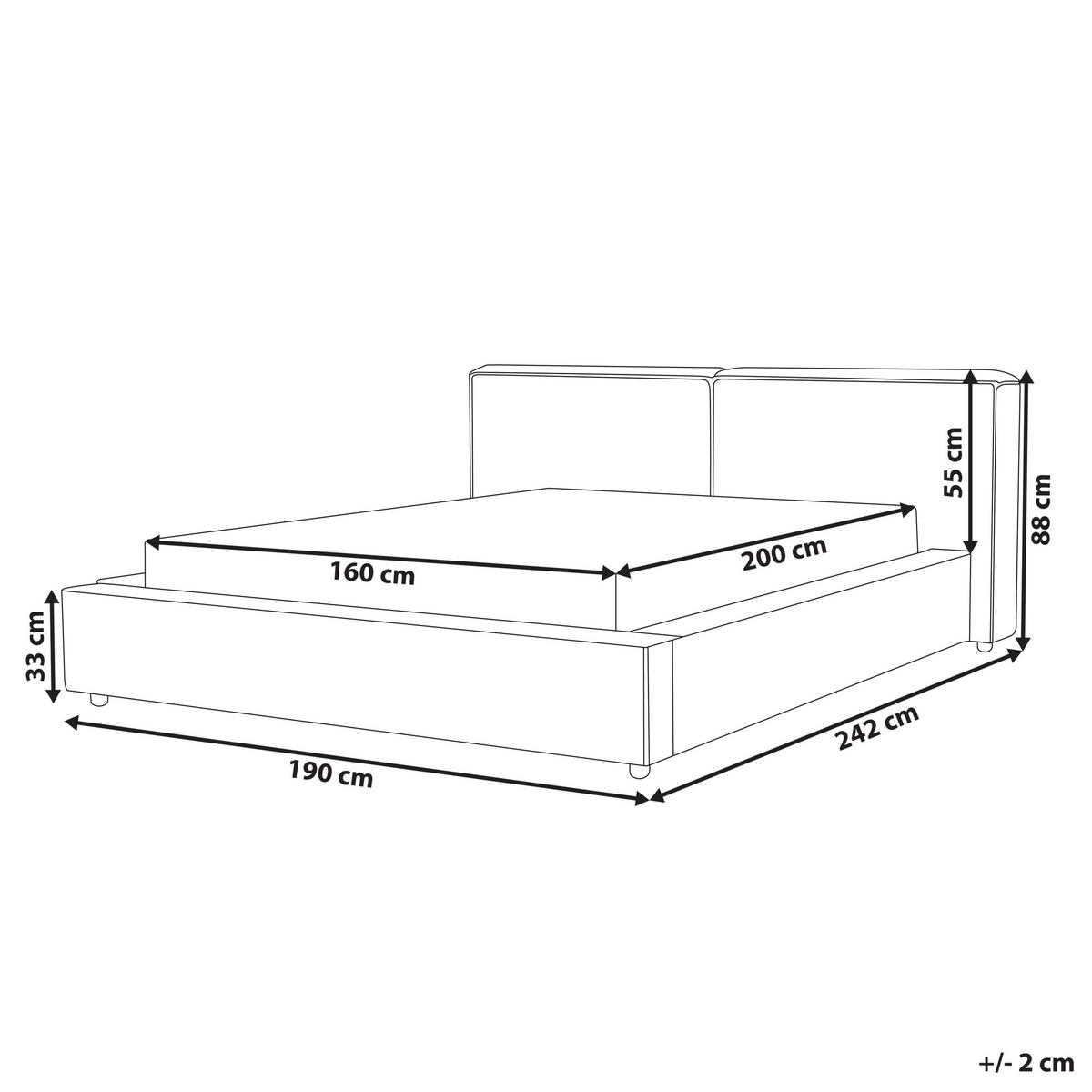 POLSTERBETT 160/200cm Grau Linards - Grau, Textil (160/200cm) - Beliani