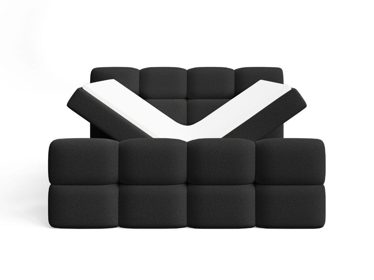 BOXBETT Rivon 160x200 Bouclé-Stoff Schwarz - Schwarz, Holz/Textil (160/200cm) - Graingold