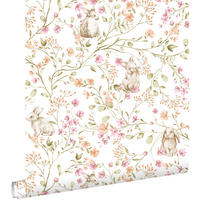 TAPETE Toile de Jouy Kaninchen 0.53 x 10.05 m - Weiß, Papier (53/0.1cm) - ESTAhome